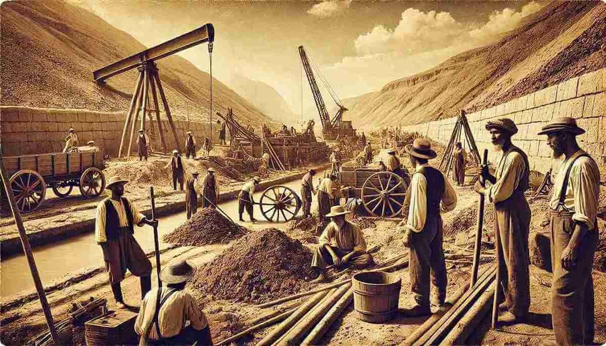 workers constructing the Suez Canal in the 1860s